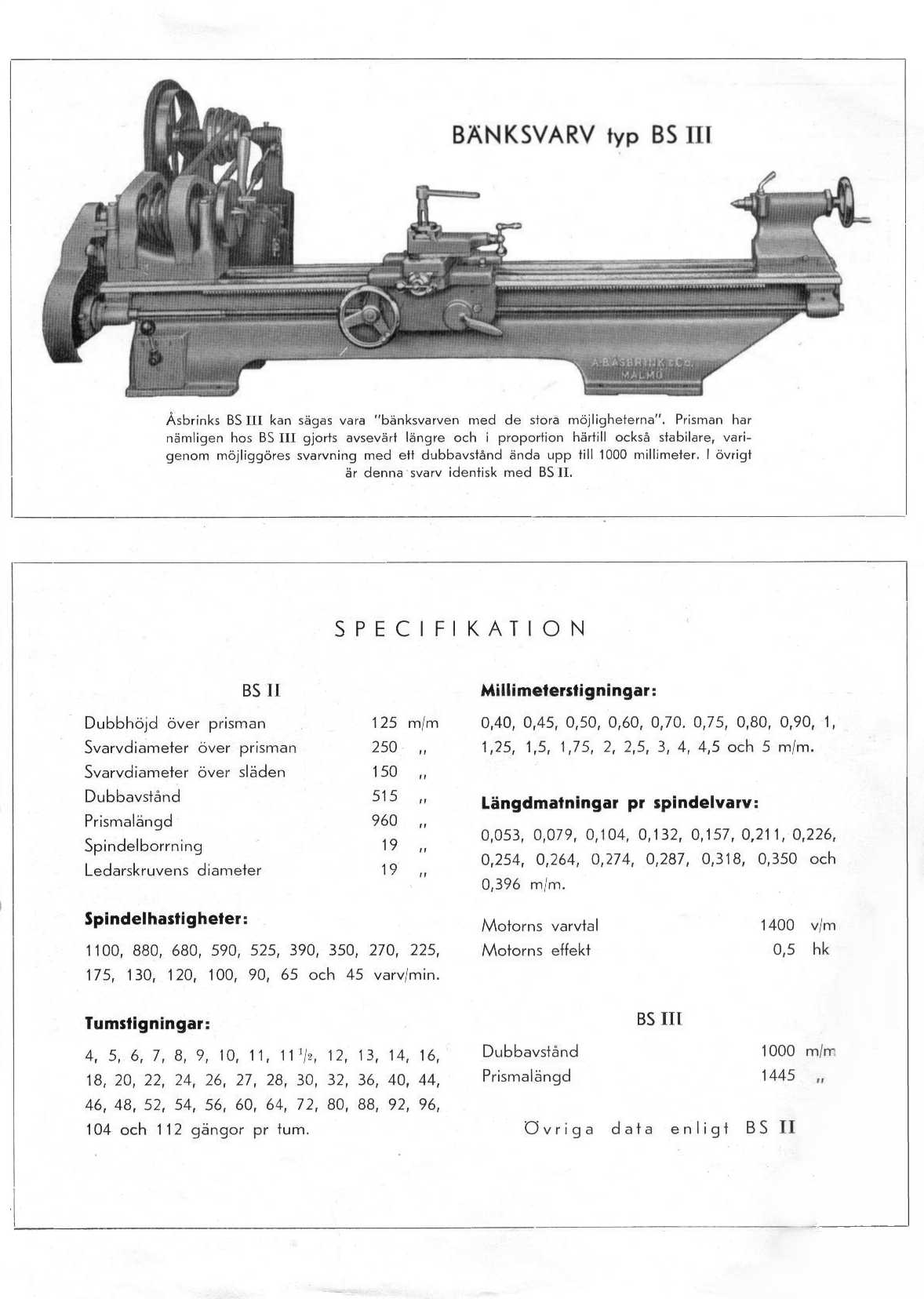 Bänksvarv  typ  BS  III   1940    talet 1