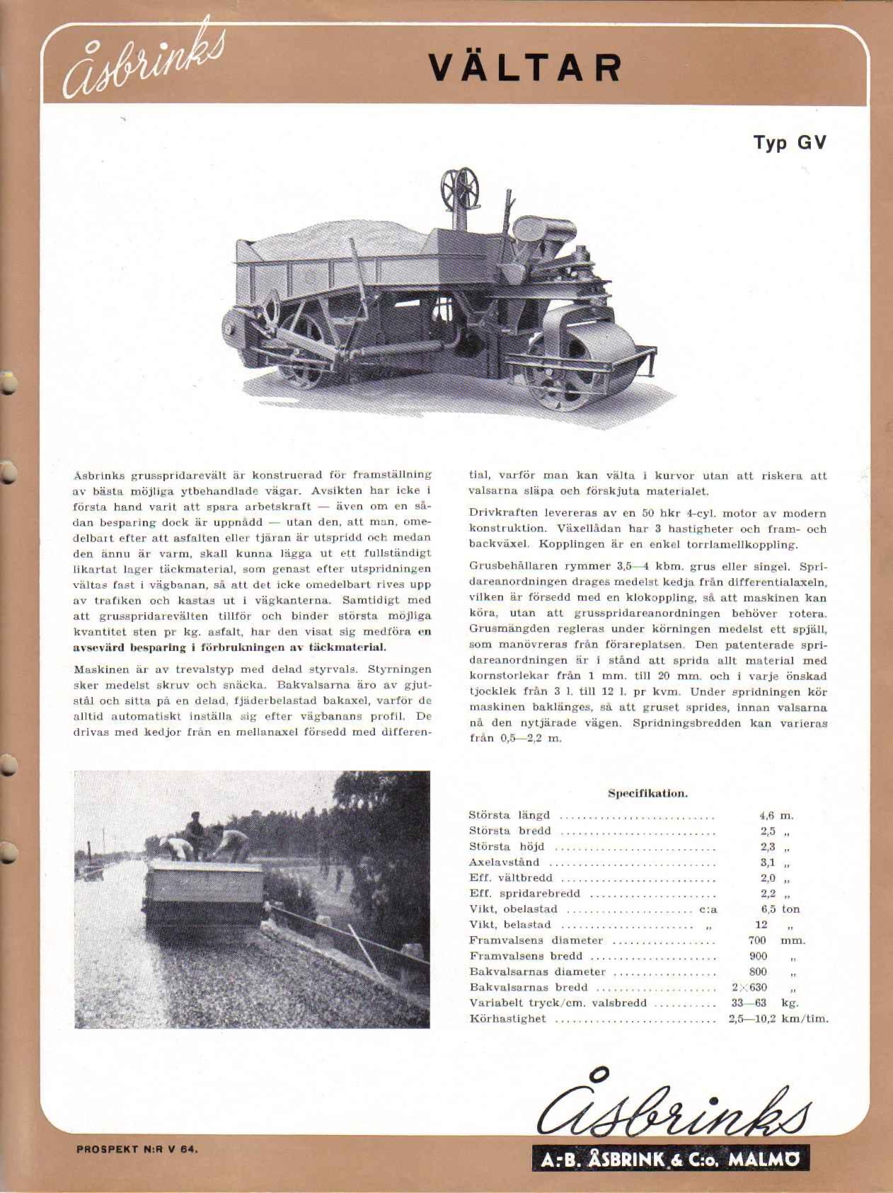 Grusspridarevält Typ GV  1930 talet 1
