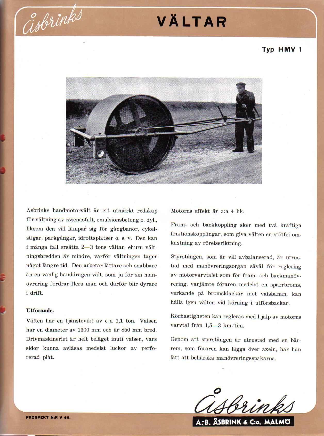 Motorvält  Typ H.M.V. 11  1930 talet 1